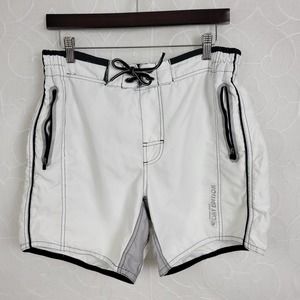Point Zero Mens Trunk Shorts White Dry Edition Elastic Waist Drawstring Swimwear
